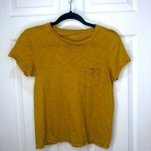 Madewell yellow short sleeve one pocket tee shirt, size small